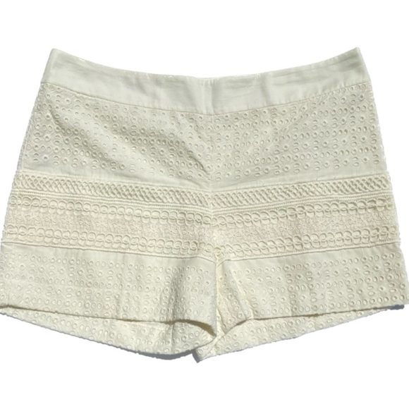 LOFT Pants - LOFT High Waist Cream Eyelet Shorts
